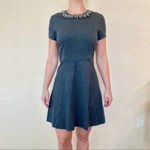 Eliza J embellished charcoal fit and flare dress